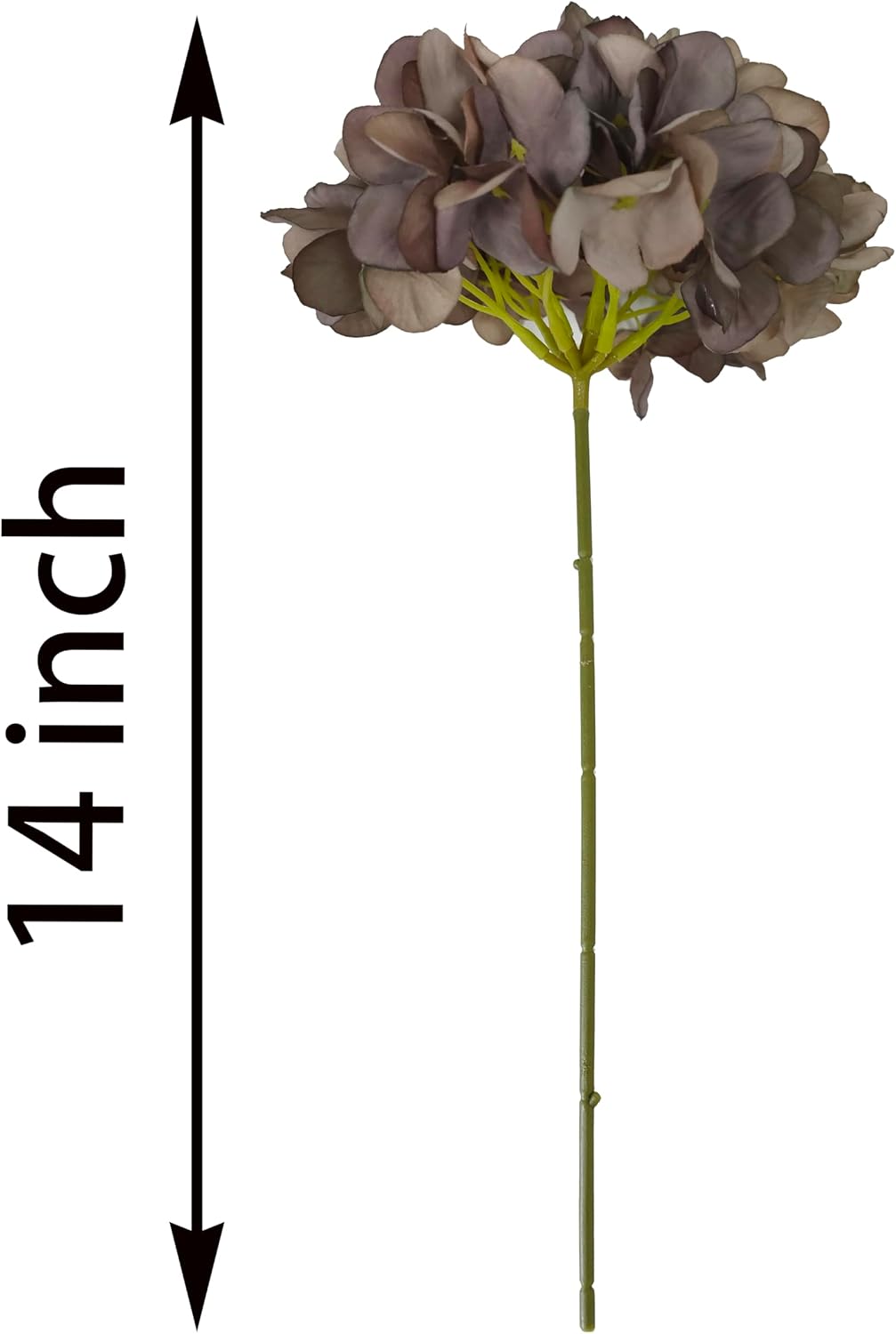7.1''Coffee Hydrangea Artificial Flowers,10Pcs Artificial Silk Hydrangea Heads,81 Petals Faux Hydrangea Flowers Heads with Stems for Home Wedding Baby Shower Decor(Coffee)