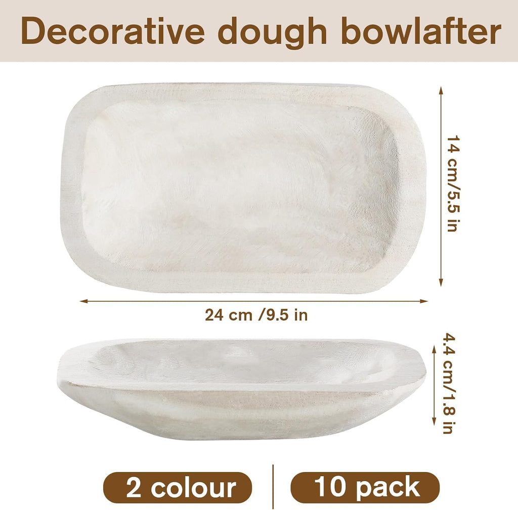 Amyhill 10 Pieces Wood Dough Bowl Bulk Rustic Vintage Hand Carved Paulownia Wooden Dough Bowls for Home Farmhouse Dining Holding Candles Making Bread Dough Fruits Supplies Decoration