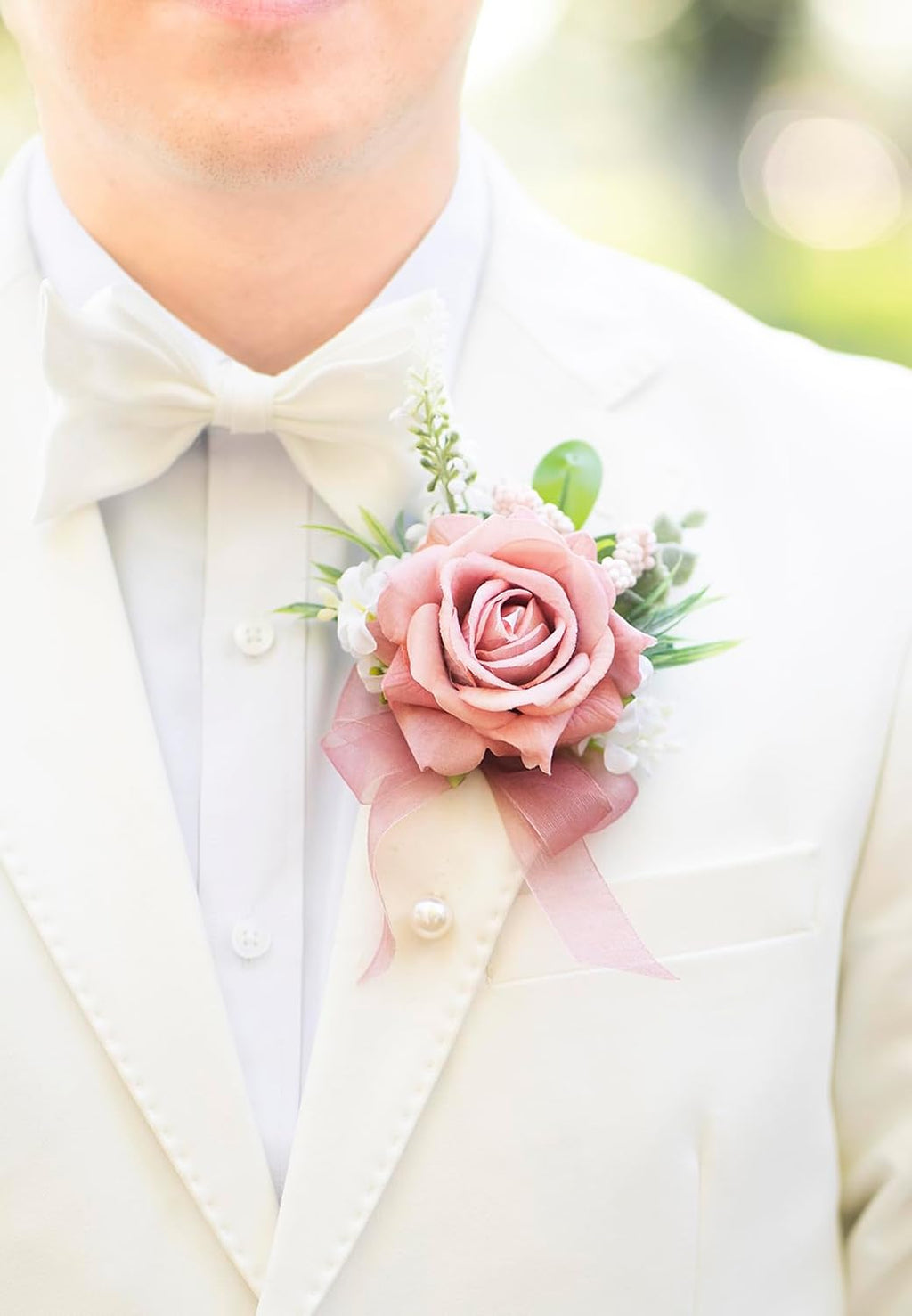 Dusty Rose Corsage and Boutonniere Set Girl Prom Corsage Wristlet