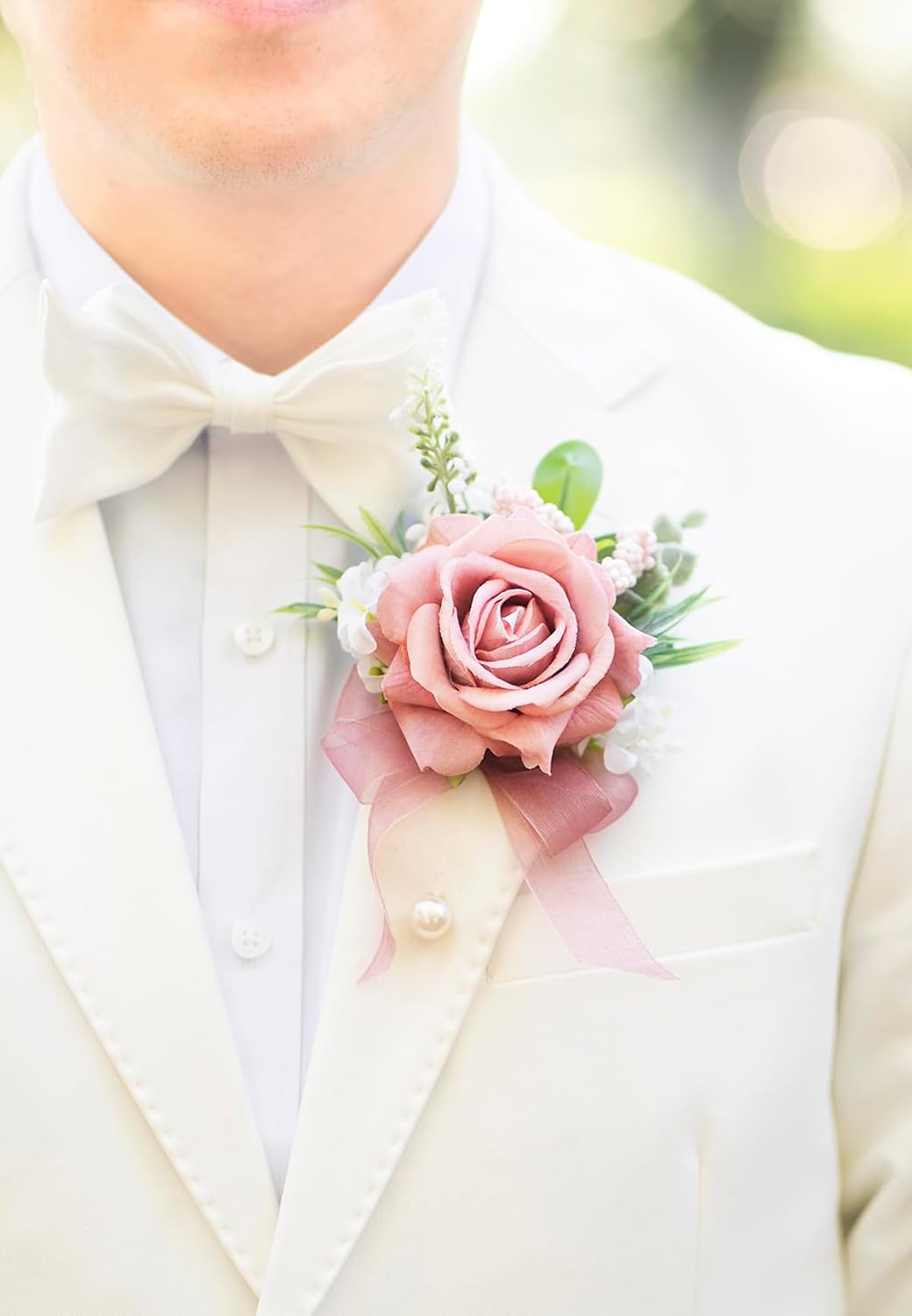 Dusty Rose Corsage and Boutonniere Set Girl Prom Corsage Wristlet