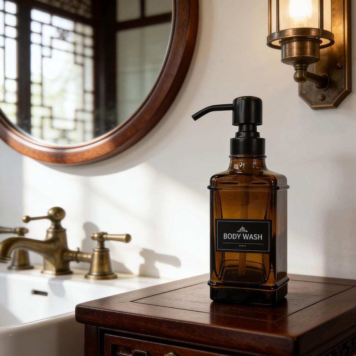 Soap Dispenser,10 Oz Antique Design Thick Glass Hand Dispensers; with 304 Rust Proof Stainless Steel Pump, for Kitchen, Bathroom- Oil Rubbed Bronze