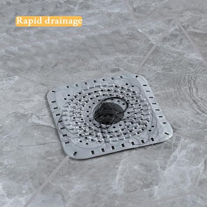 Drain Hair Catcher, Bathtub Drain Protecto 2 PCS （Gray Square）