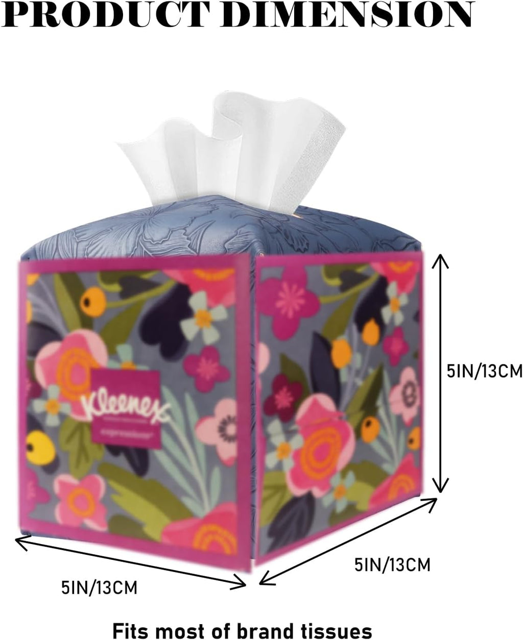 Square Tissue Cube Cover PU Leather Tissue Organizer with Bottom Belt for Bathroom, Tabletop, Kitchen, Night Stands, Office, Home, Car (Oceanblue)