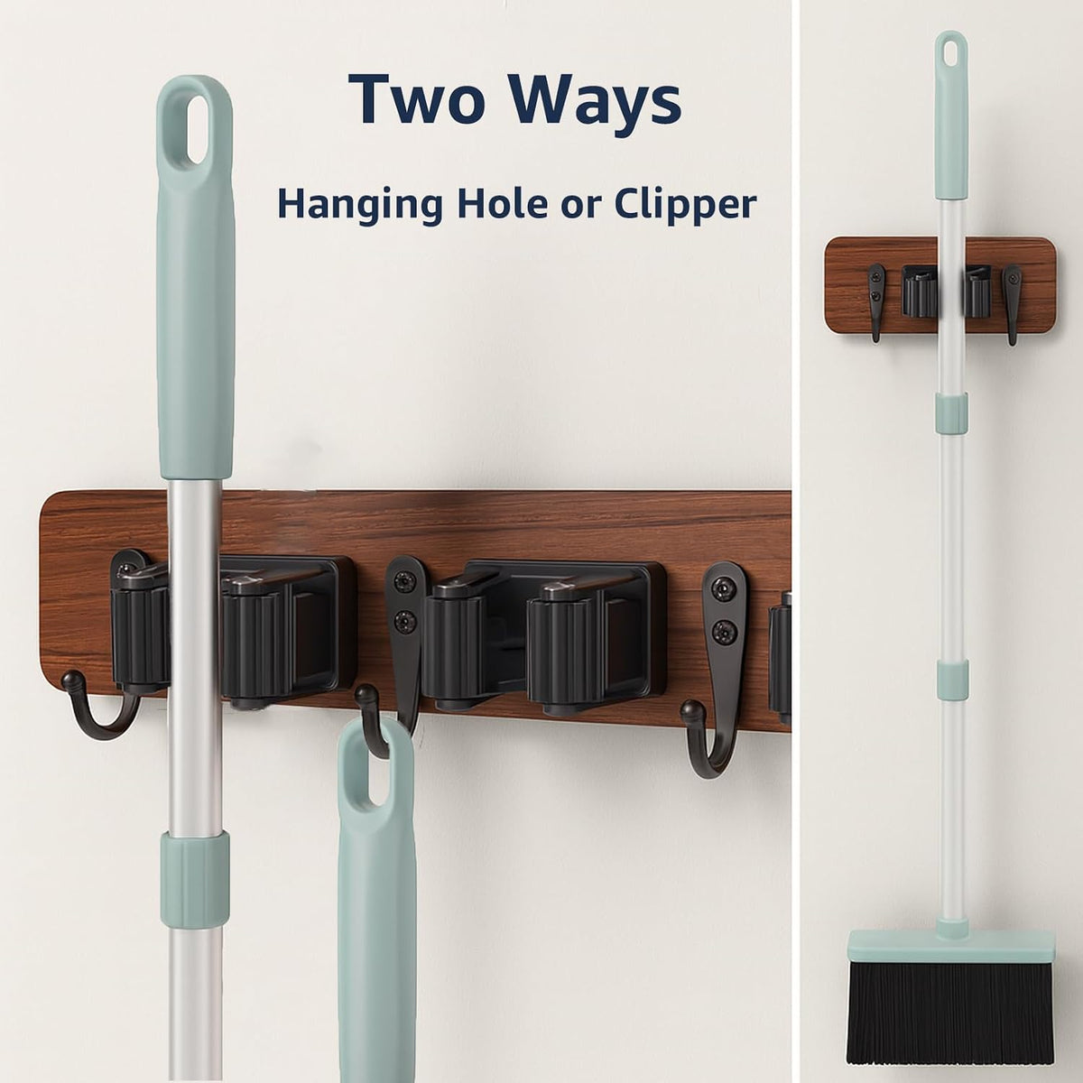 Broom and Dustpan Set, 52-Inch Adjustable Long Handle with Self-Cleaning Comb Teeth, Flexible TPR Lip and Foot-Assisted Fold-Up Dustpan for Pet Hair, Dust, Crumbs and Hard Floors, Green