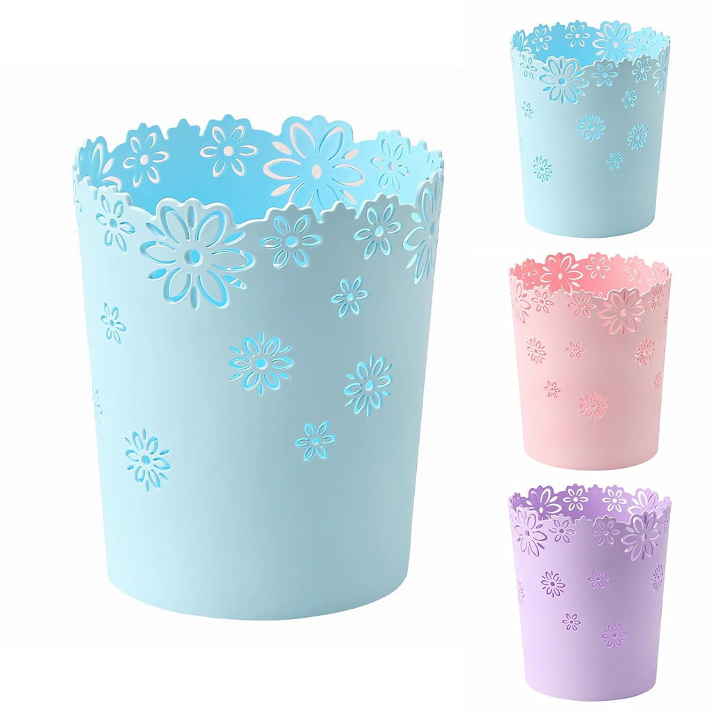 Small Blue Trash Can Wastebasket 3.6 Gallon Bathroom Garbage Can