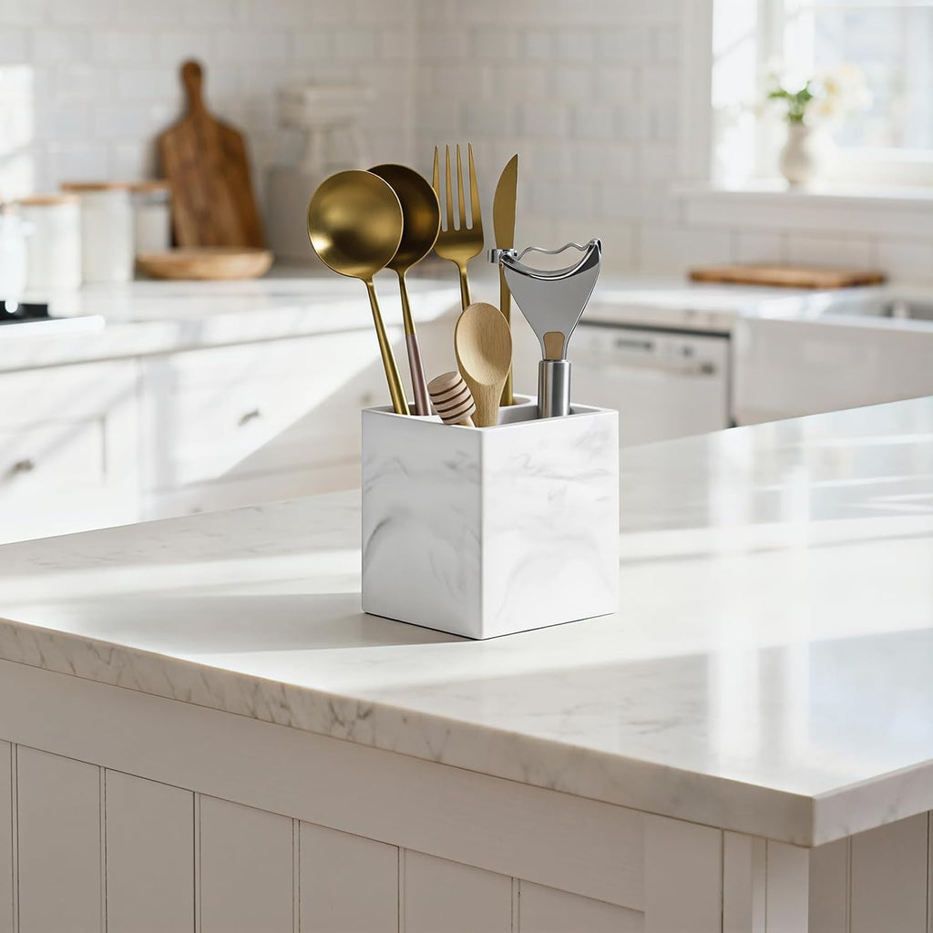 Luxspire Toothbrush Holder, 3 Slots, Marble White