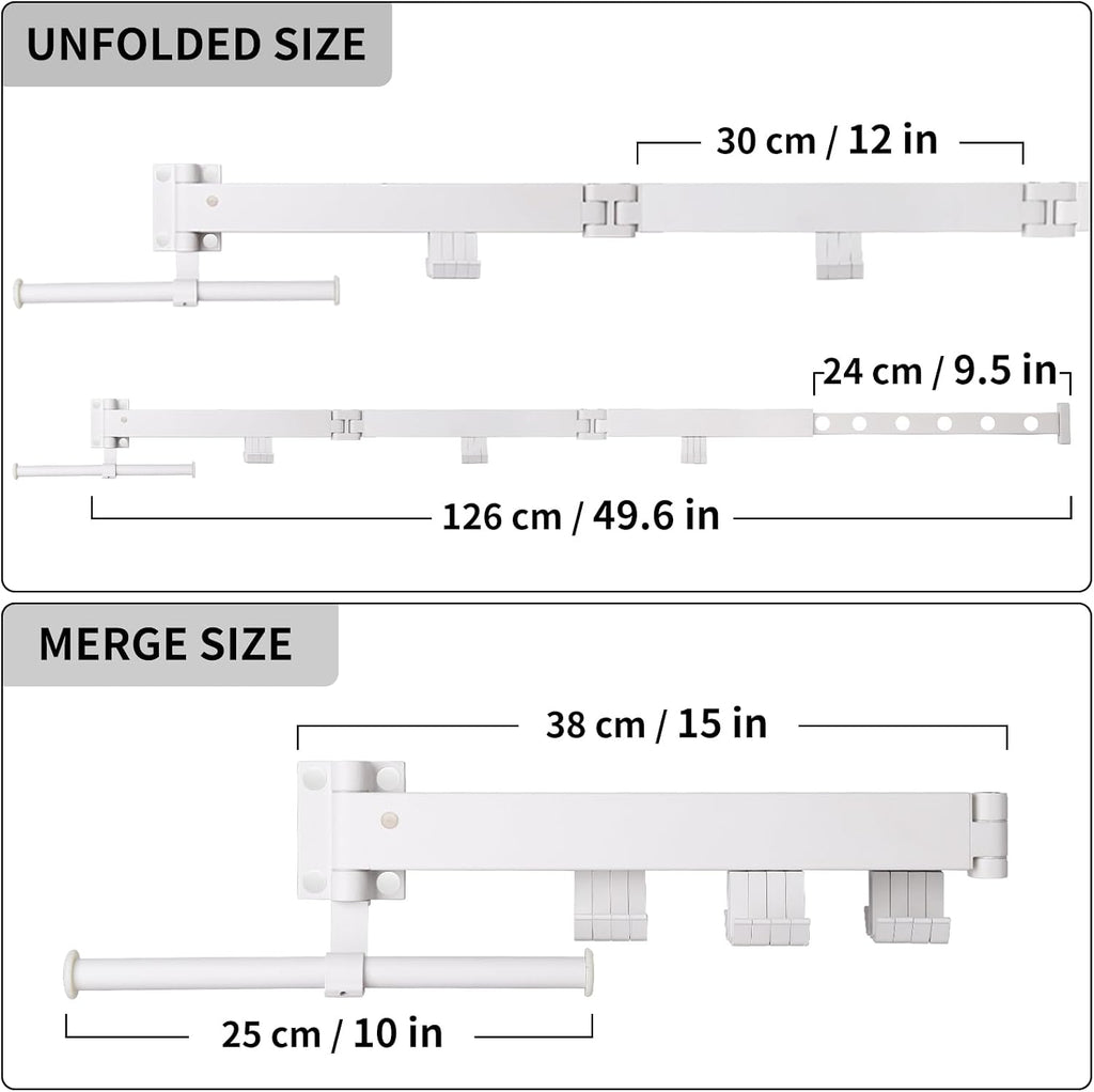 RFOUO Wall Mounted Clothes Drying Rack Tri-Fold, White