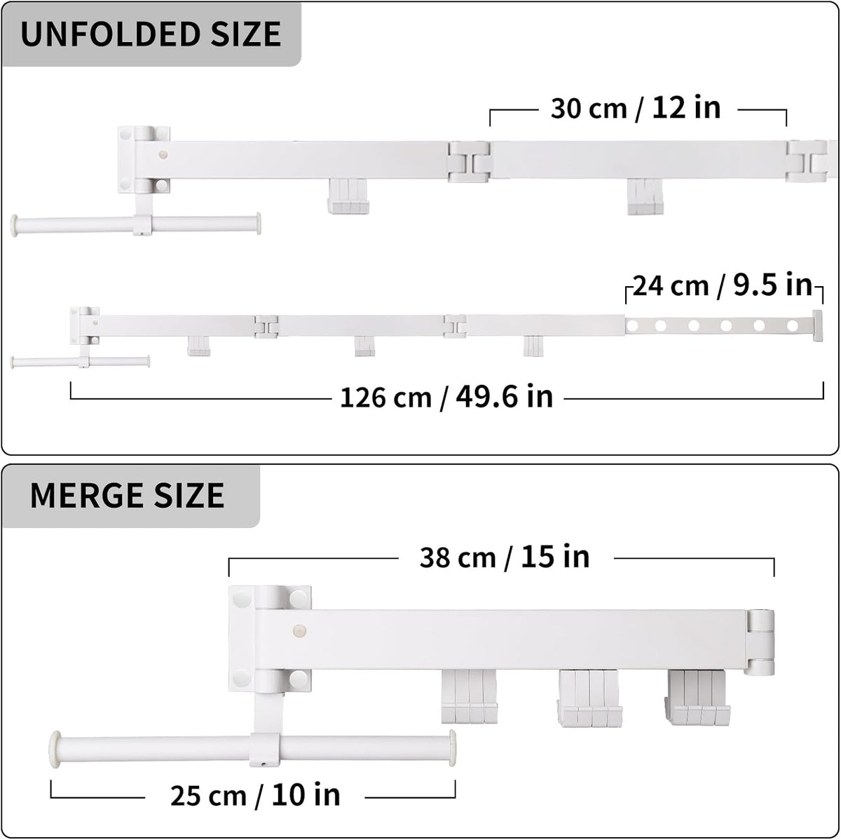 RFOUO Wall Mounted Clothes Drying Rack Tri-Fold, White