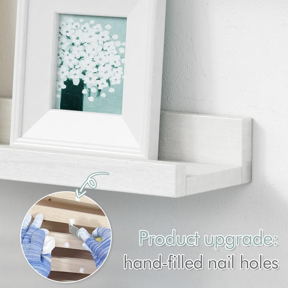 Forbena 36 Inch Long Floating Shelves, White Picture Ledge Shelf for Wall