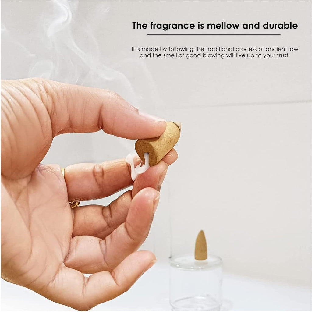 NAQSH Hand Rolled Incense Cones Scented Long Lasting Aroma for Positivity & Pure Air Meditation, Yoga, Aromatherapy, Relaxing & Refreshing (10, Back Flow Masala Cones)