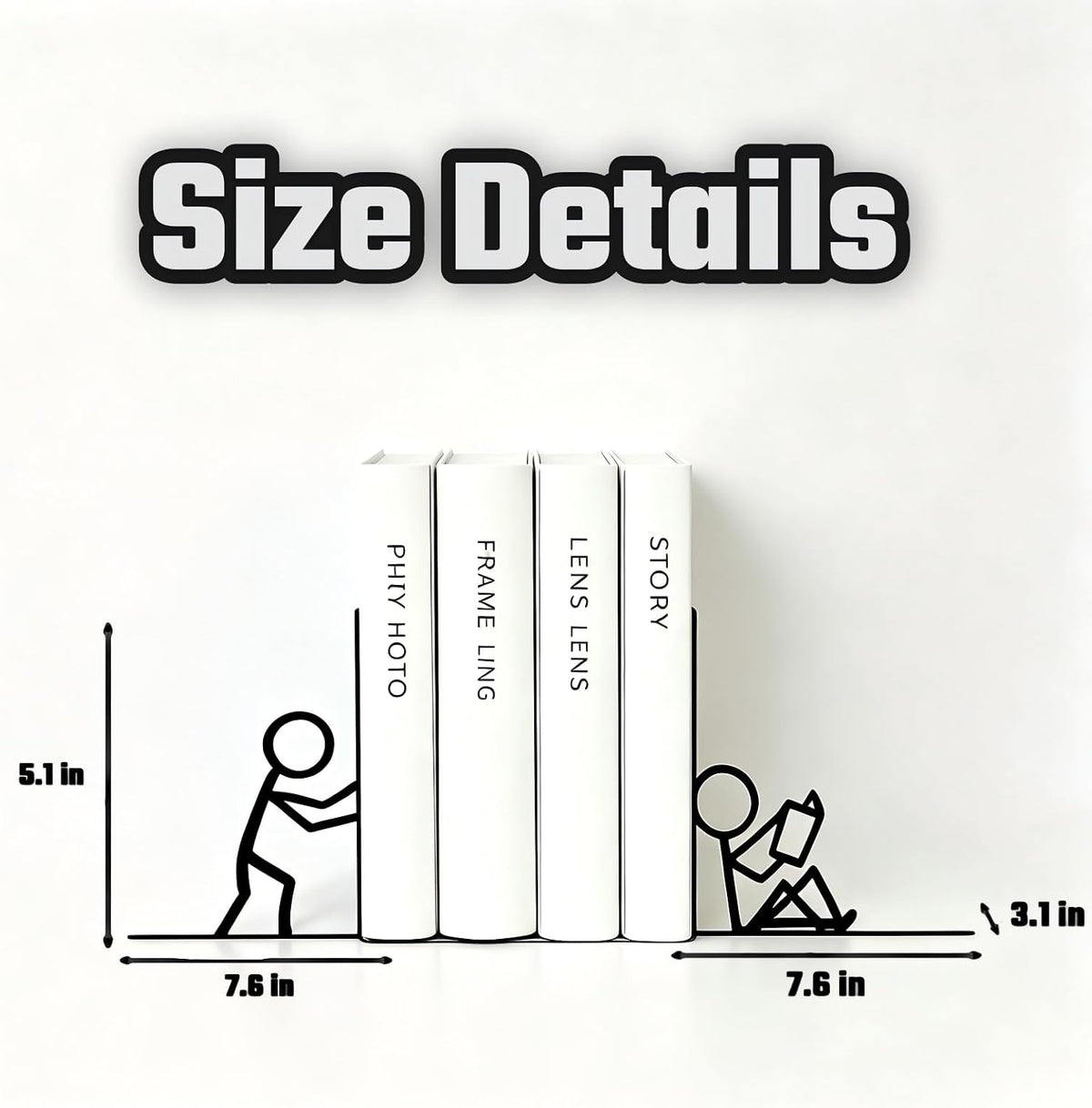 Book Ends for Shelves Black 2pcs
