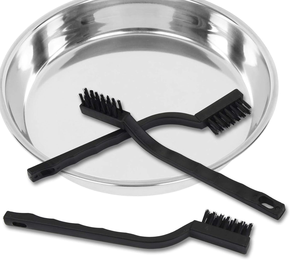 Topbuti 15 Pcs Mini Nylon Wire Brush Set for Cleaning Welding Slag Rust, Wire Bristle Scratch Brush Set, Curved Handle Brushes