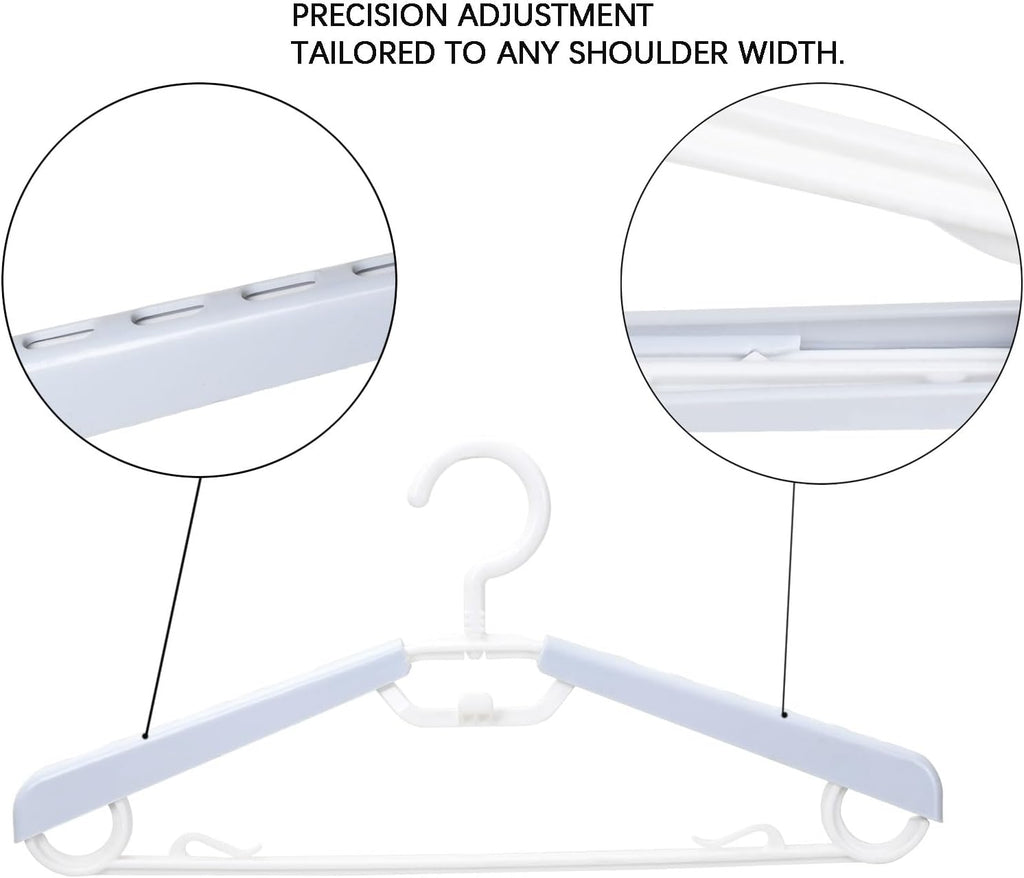 6-Pack Heavy Duty Plastic Extra-Wide Arm 15"-23" Suits Clothes Hangers with Swivel Hooks,Perfect for Coat,Jacket,Dress,Shirt,Trousers or Closet Space Saving,White