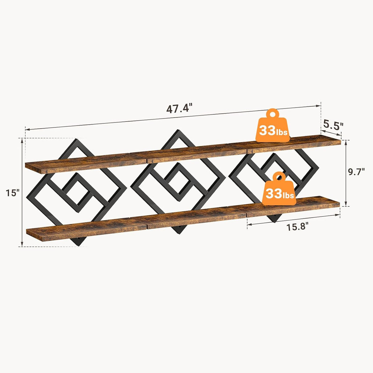 ELYKEN Floating Shelves for Wall, Set of 3 Hanging Shelves, Rustic Brown