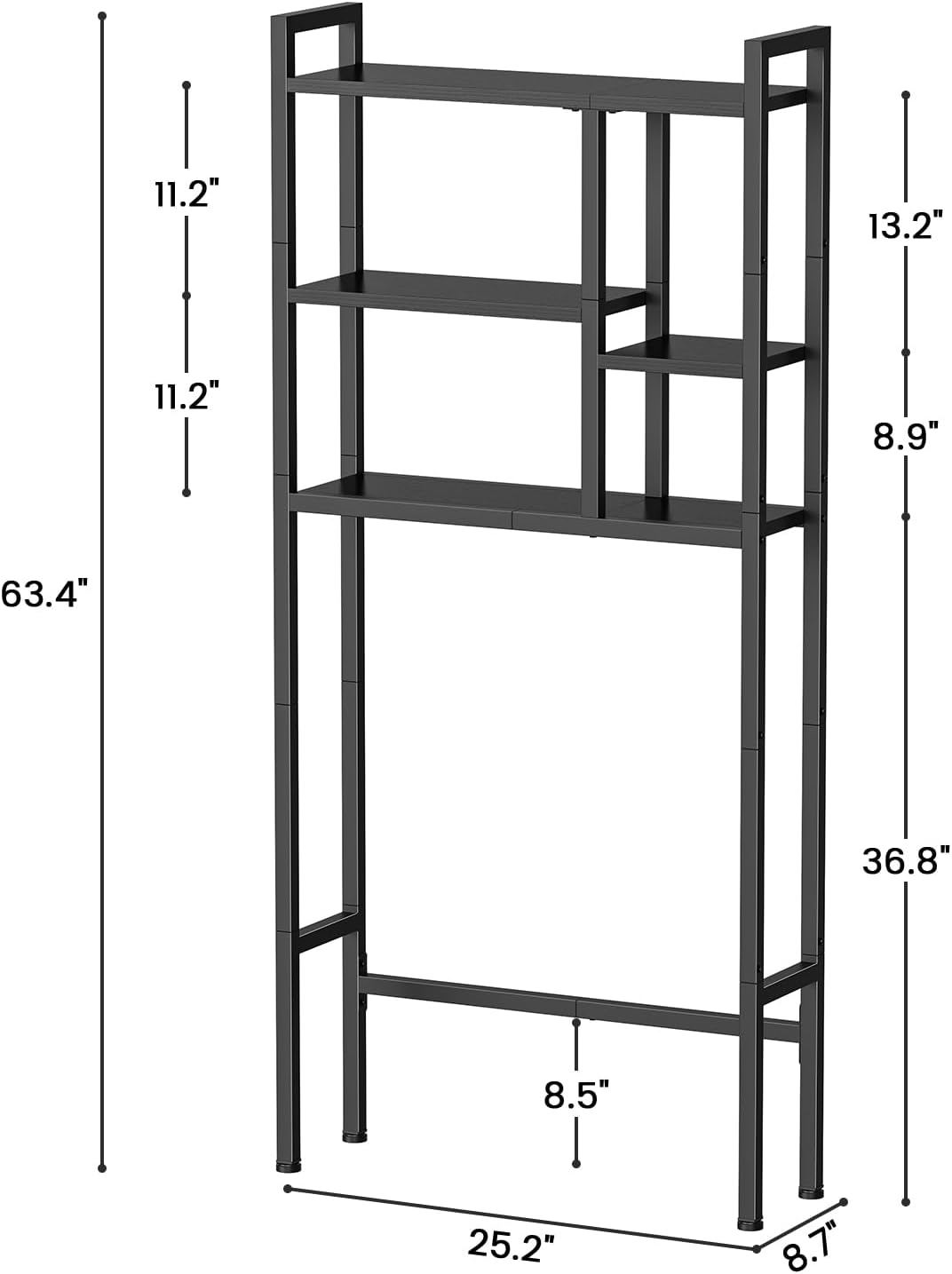 Asgolion Over-The-Toilet Storage Rack, 3-Tier Bathroom Shelves Over Toilet