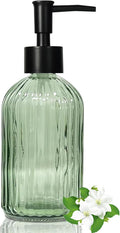 14Oz Green Glass Soap Dispenser with Plastic Pump, for Kitchen, Bathroom