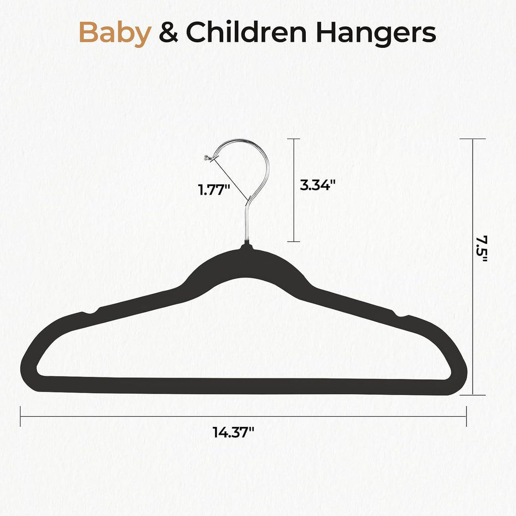 GoodtoU Velvet Kids Clothes Hangers 50 Pack 14.3 Inch Black