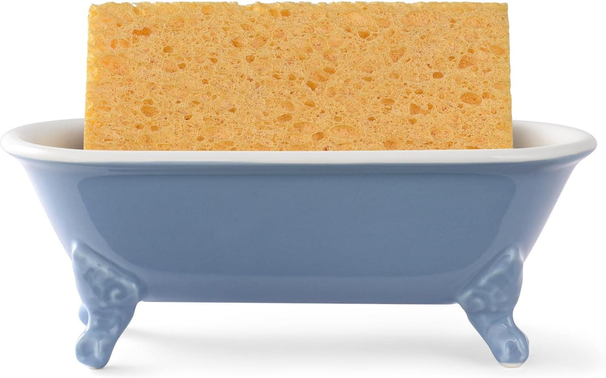 6.5" Ceramic Mini Clawfoot Bathtub Soap Dish,Bar Soap Holder,Blue
