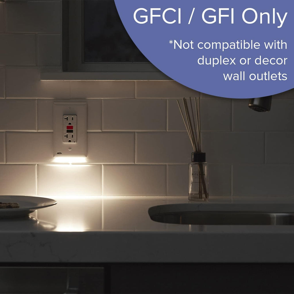 3 Pack - SnapPower GuideLight [for GFCI Outlets Only] - Night Light - Electrical Outlet Wall Plate With LED Night Lights - Automatic On/Off Sensor - (GFCI, Black)
