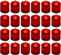 LANKER 24 Pack Flameless Led Tea Lights Candles, Flickering Red Candles (Red)