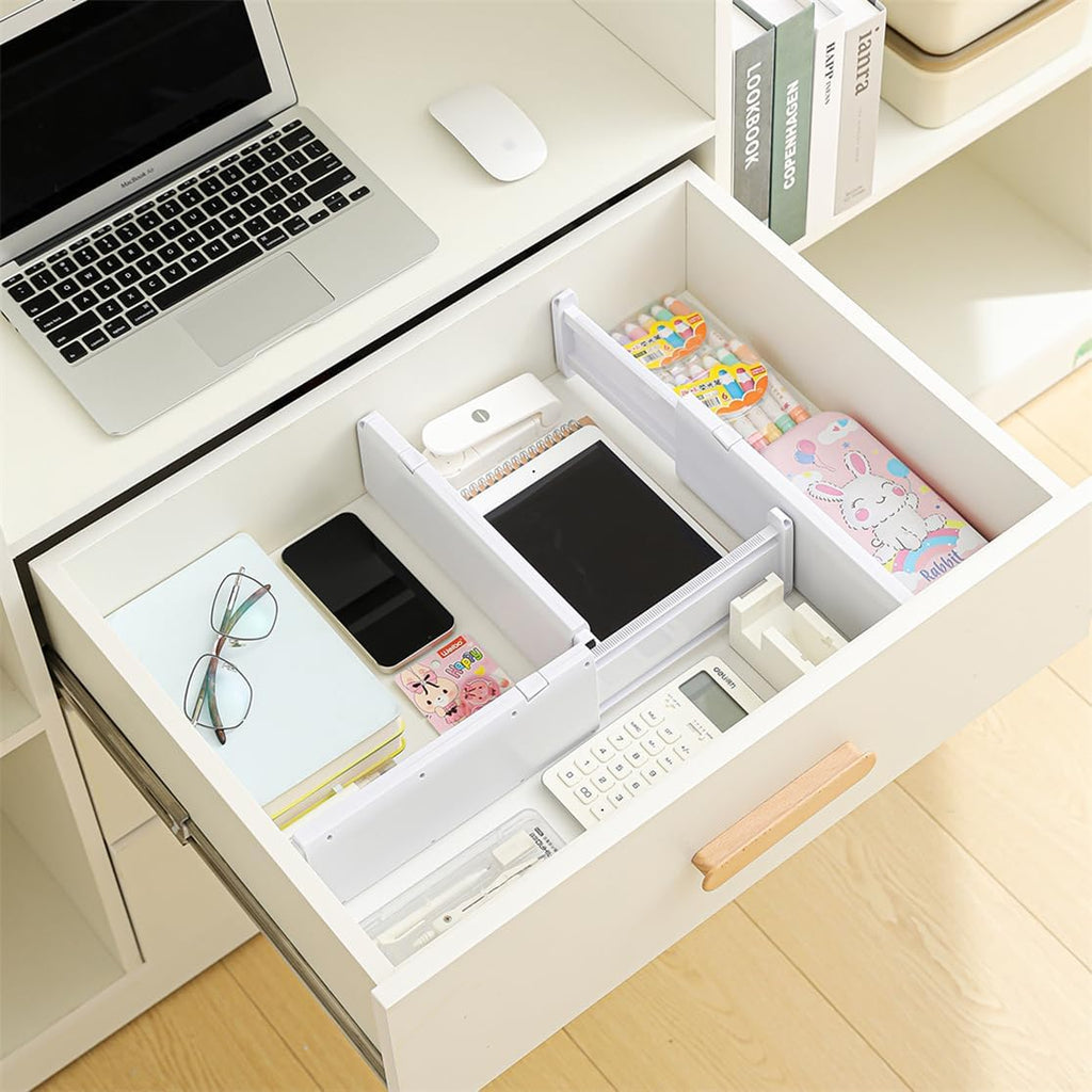 NUOOO Drawer Dividers Dresser Drawer Organizer 3 Pack Adjustable Kitchen Drawers Divider Plastic Separators for Clothes Desk Office Storage