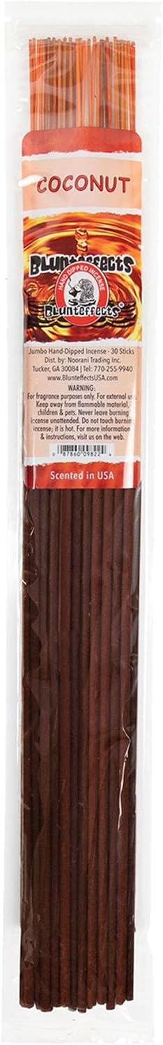 Blunteffects Jumbo Hand-Dipped Incense Sticks, Coconut, 30-Pack