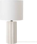 Globe Electric 20" Ribbed Concrete Finish Table Lamp with White Linen Shade