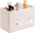 LAMOTI Tissue Box Cover Rectangular with Storage, PU Leather Tissue Holder