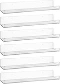 AMEITECH Acrylic Floating Shelves for Wall 6 Pack, 15" Acrylic Shelves for Room Decor, Book Shelf for Kids, Clear Hanging Display Shelf Organizer for Kitchen, Bedroom, Bathroon Organizers and Storage