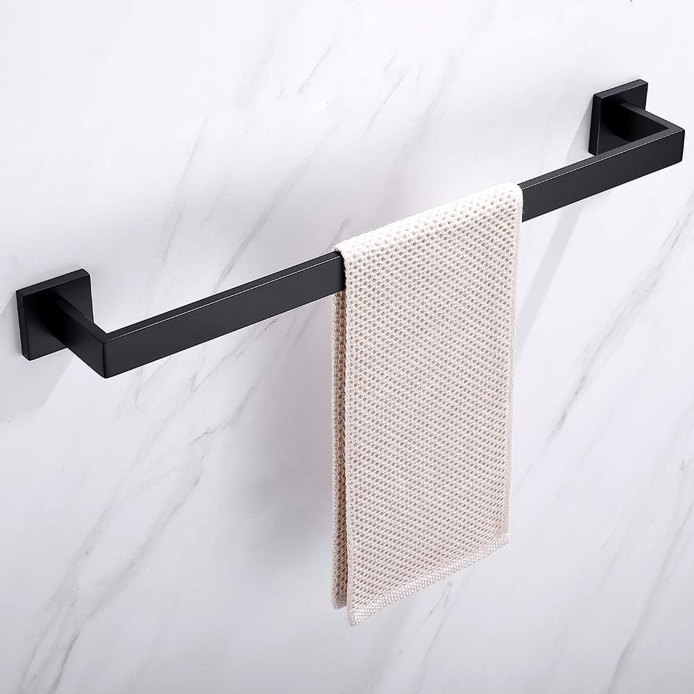 TASTOS Black Single Towel Bar 23.6-Inch Bathroom Towel Holder