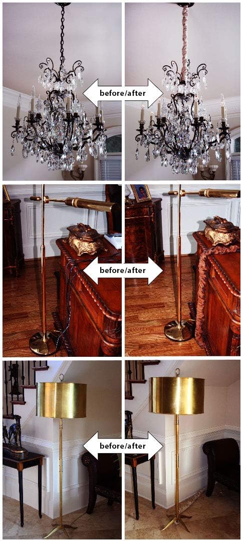 Royal Designs, Inc. Cord & Chain Cover 4 ft Silk Type Fabric, Chandelier Pendant Lighting Chain & Cable Management, Touch Fastener, Linen Beige - 2 Pack