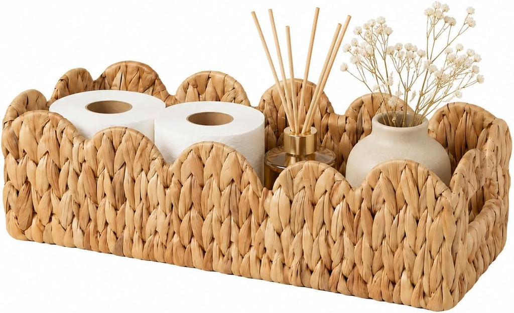 Toilet Paper Storage Basket, Scalloped Back of Toilet Basket
