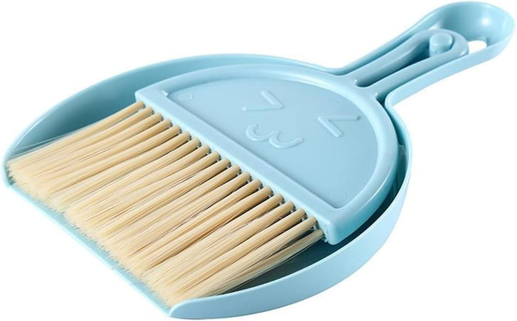 Small Broom and Dustpan Set for Home, Mini Clean Brush with Dust Pans Cute Hand Broom Brush Dust Pan with Hanger Hole, Small Cleaning Brush Set for Desktop Computer Table Keyboard (blue-1pc)