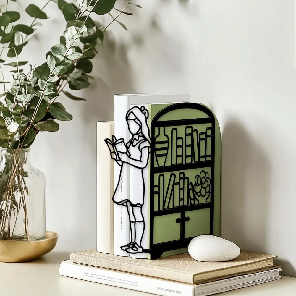 Peacoblue 5.5"x4.3"x8.3" Metal Bookends, Heavy Duty Book Ends for Shelves