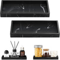 Luxspire 2 Pack Silicone Bathroom Tray 7.9" Vanity Tray, Marble Black