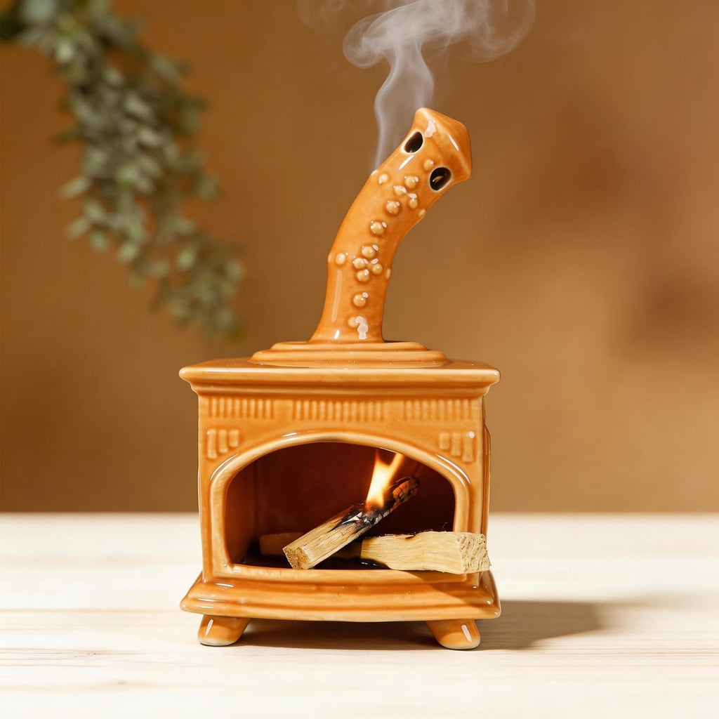 MOUGIGI Ceramic Palo Santo Holder and Mini Chiminea Smudge Bowl