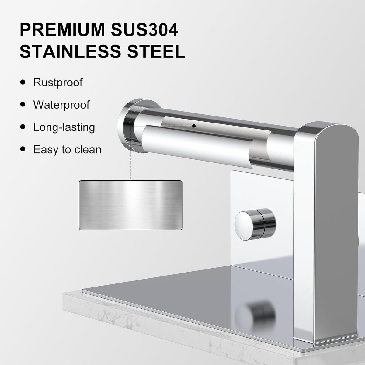 Chrome Toilet Paper Holder with Marble Shelf Tissue Roll Holder