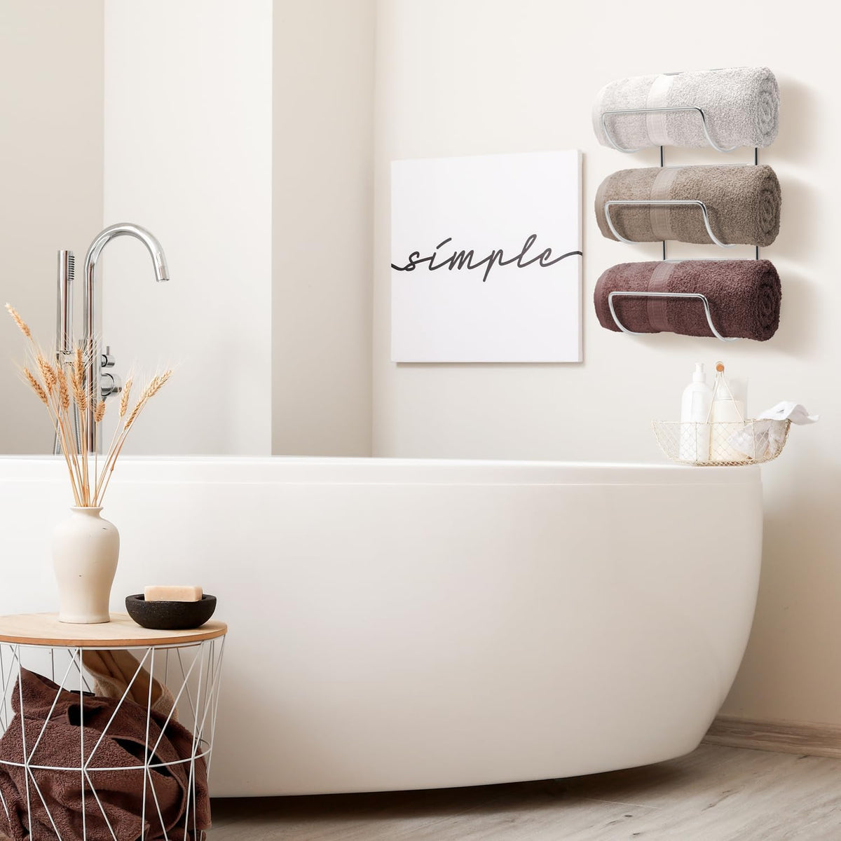 Sorbus Towel Racks for Bathroom, Wall Mounted (4 Pack 12 Towels, Silver)