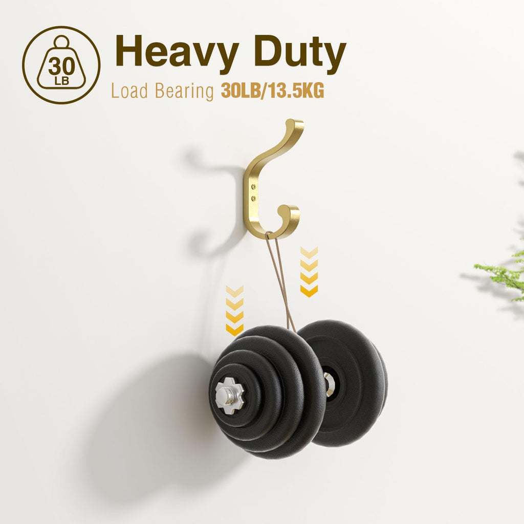 Coat Hooks Wall Mount,Heavy Duty Wall Hooks for Backpack,Towel,Gold 6 Pack