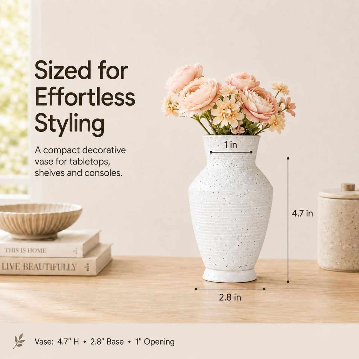 Nawaza Ceramic Flower Vase Small Farmhouse Table Decor Vase White V11