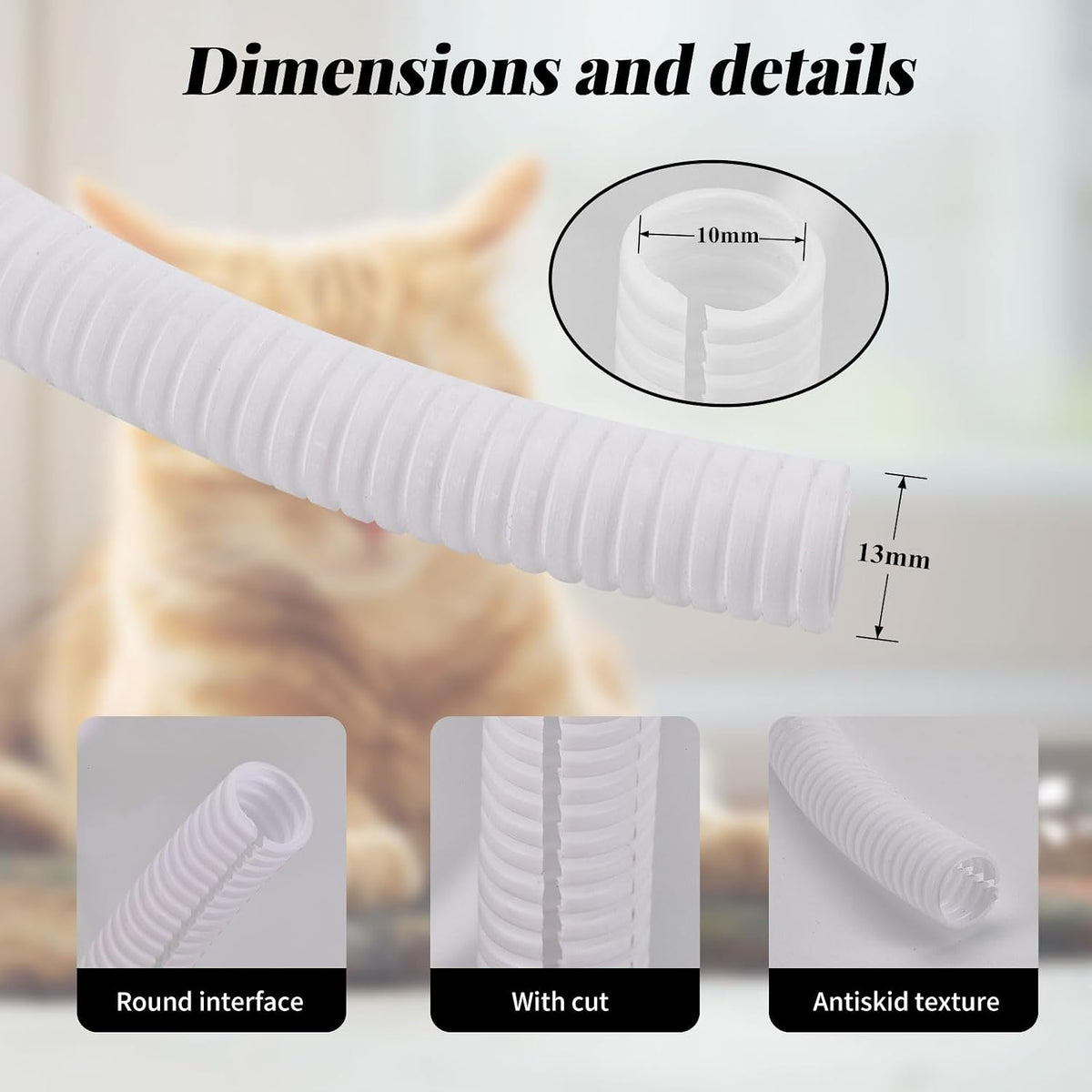 Cord Protector for Pet, Cable Protector from Chewing,10FT-White