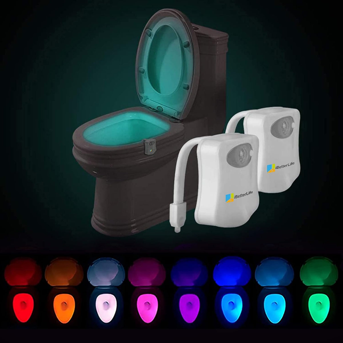 Toilet Light Motion Sensor 2Pack - The Original 8 Color Changing LED Glow Bowl Inside Toilet Night Light for Bathroom - Smart Unique Cool Gadget, Funny Ideal Gifts for Teen Boys Girls Men Women