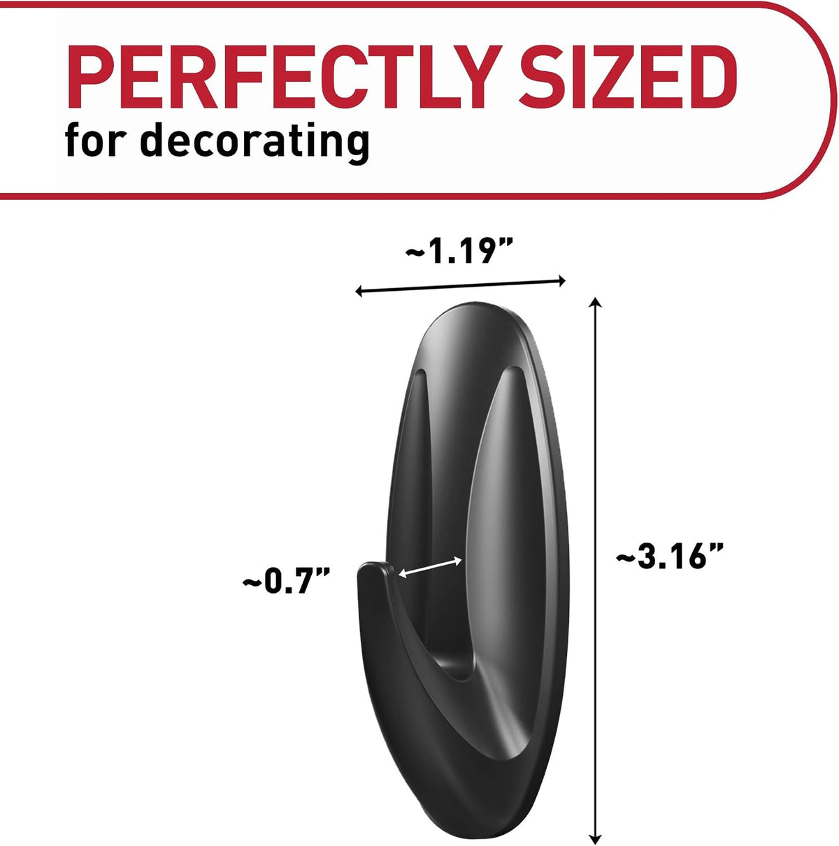 Command Medium Black Designer Hooks, 9 Hooks, 12 Strips