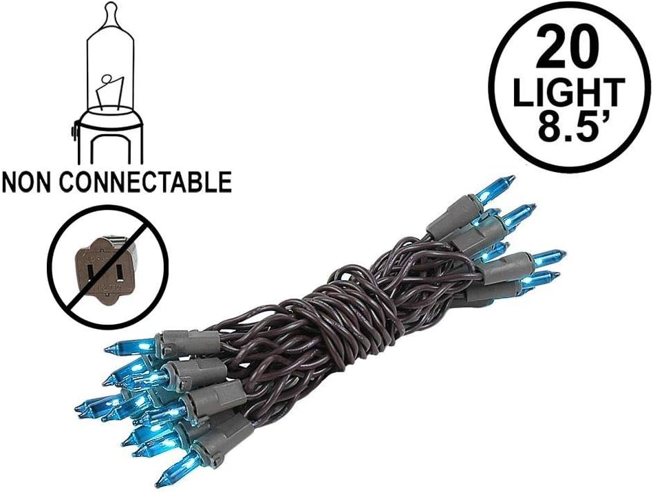 Novelty Lights 8.5 Feet 20 Bulb Teal Mini Light String on Brown Wire
