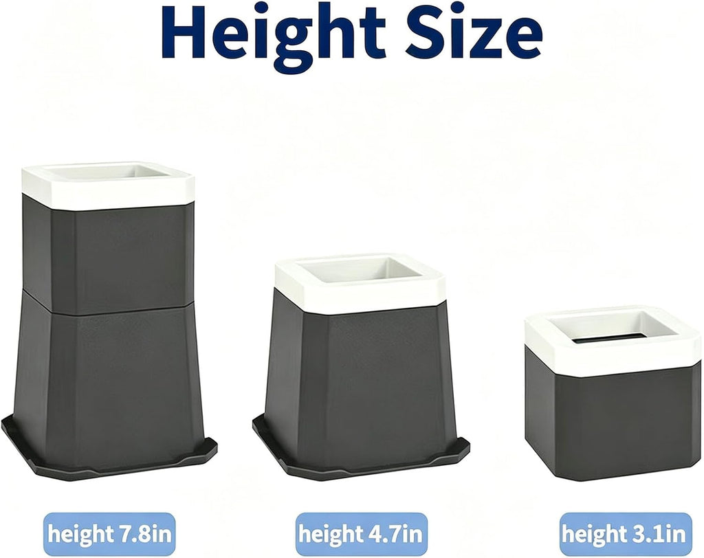 Bed Risers 3 Inch, 4pack Black Square Furniture Risers for 1100lbs
