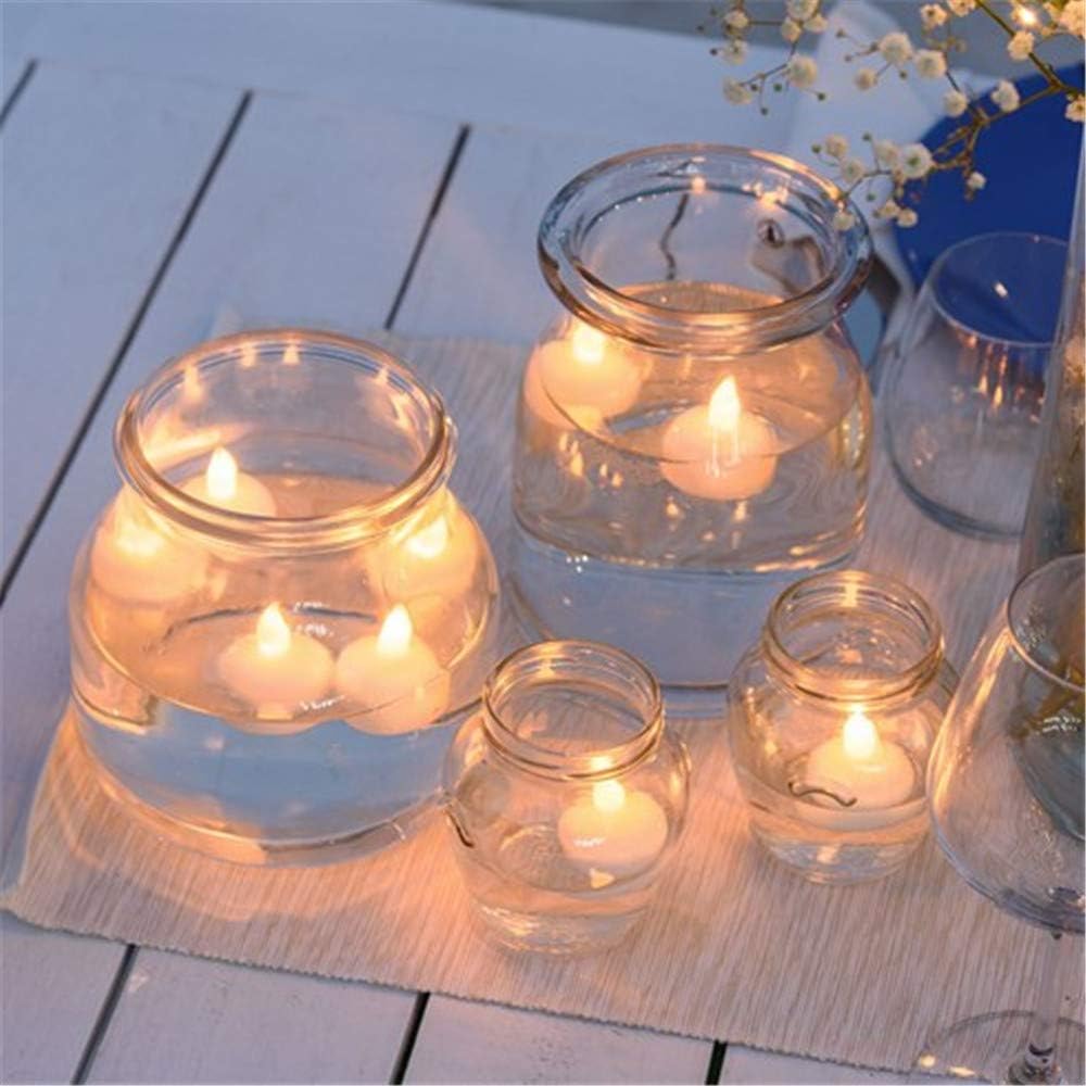 KITOSUN Floating Candles Waterproof Flameless Flickering LED Tea Lights Water Activated Battery Operated Led Candles for Proposal Wedding Bar Party Centerpiece Pool & SPA(24pcs Warm White)