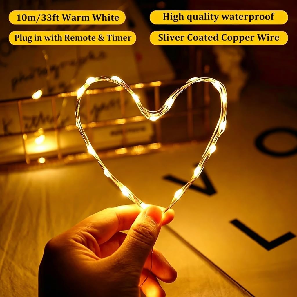 USB Fairy Lights for Bedroom, 33ft 100 LED, Remote & Timer
