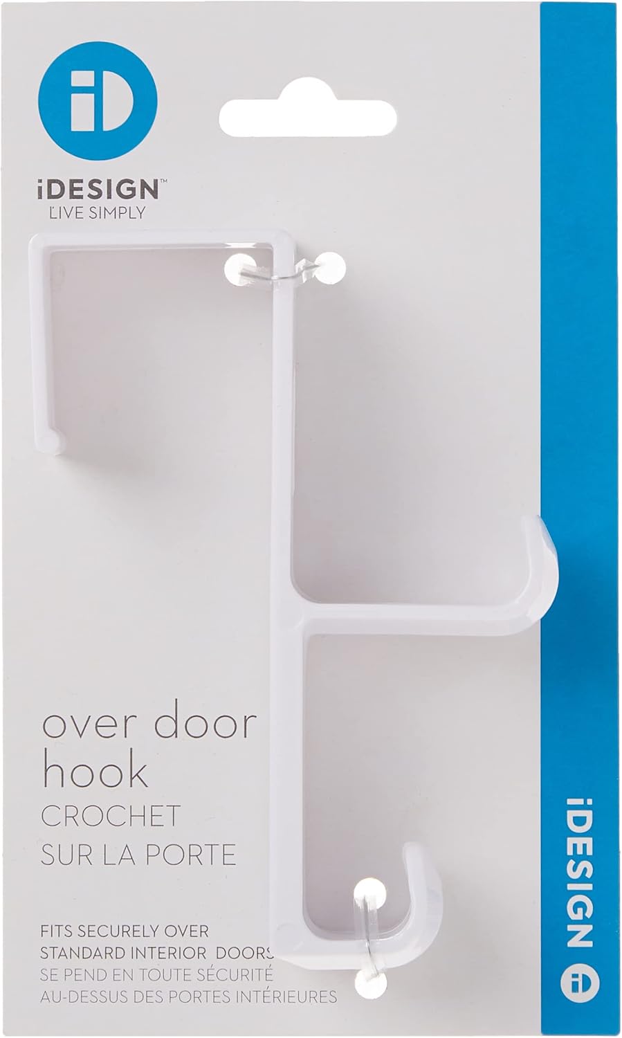iDesign Over Door Double Hook, Small, White