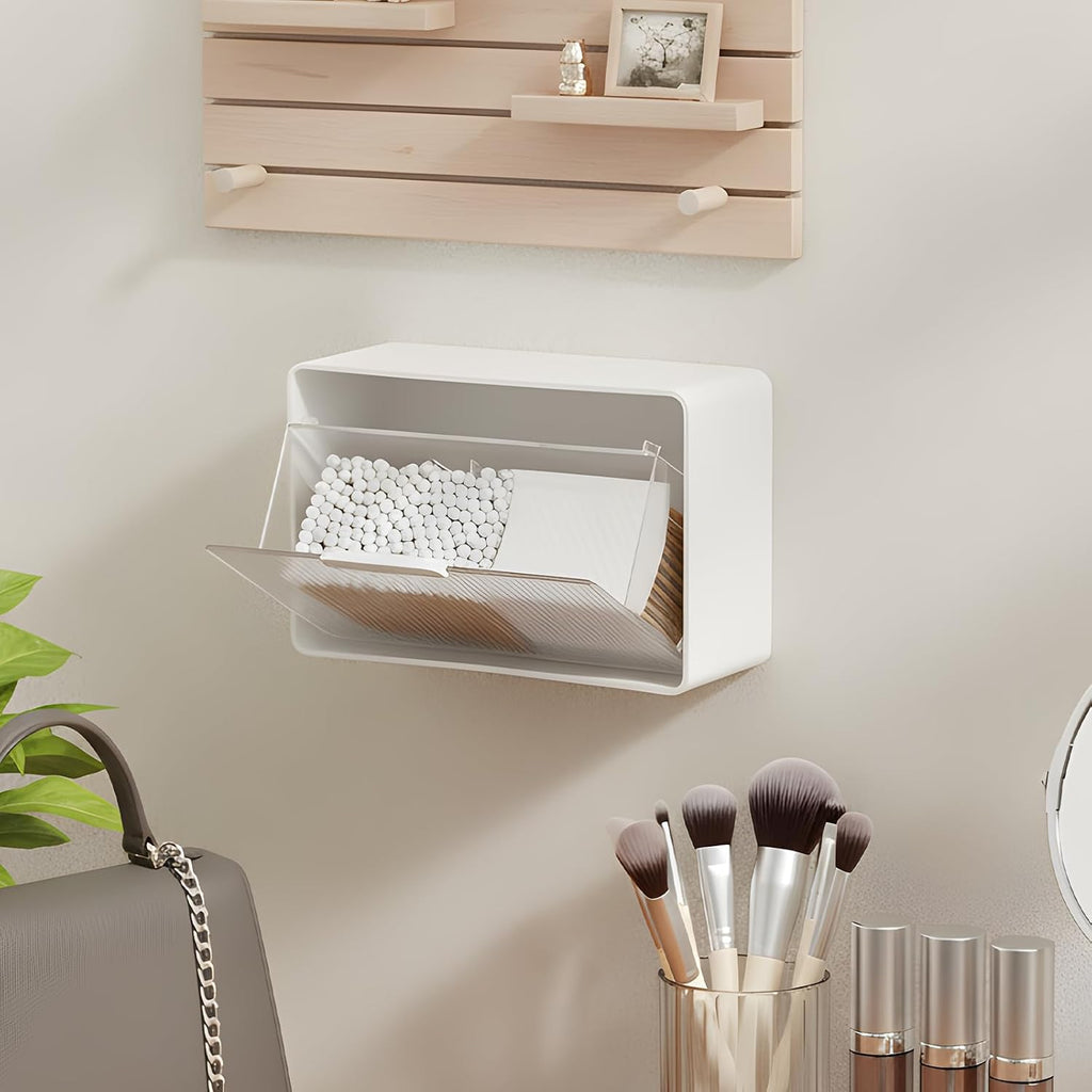 Bathroom Qtip Holder Dispenser, No Drilling Wall Mount Cotton Swabs Holder