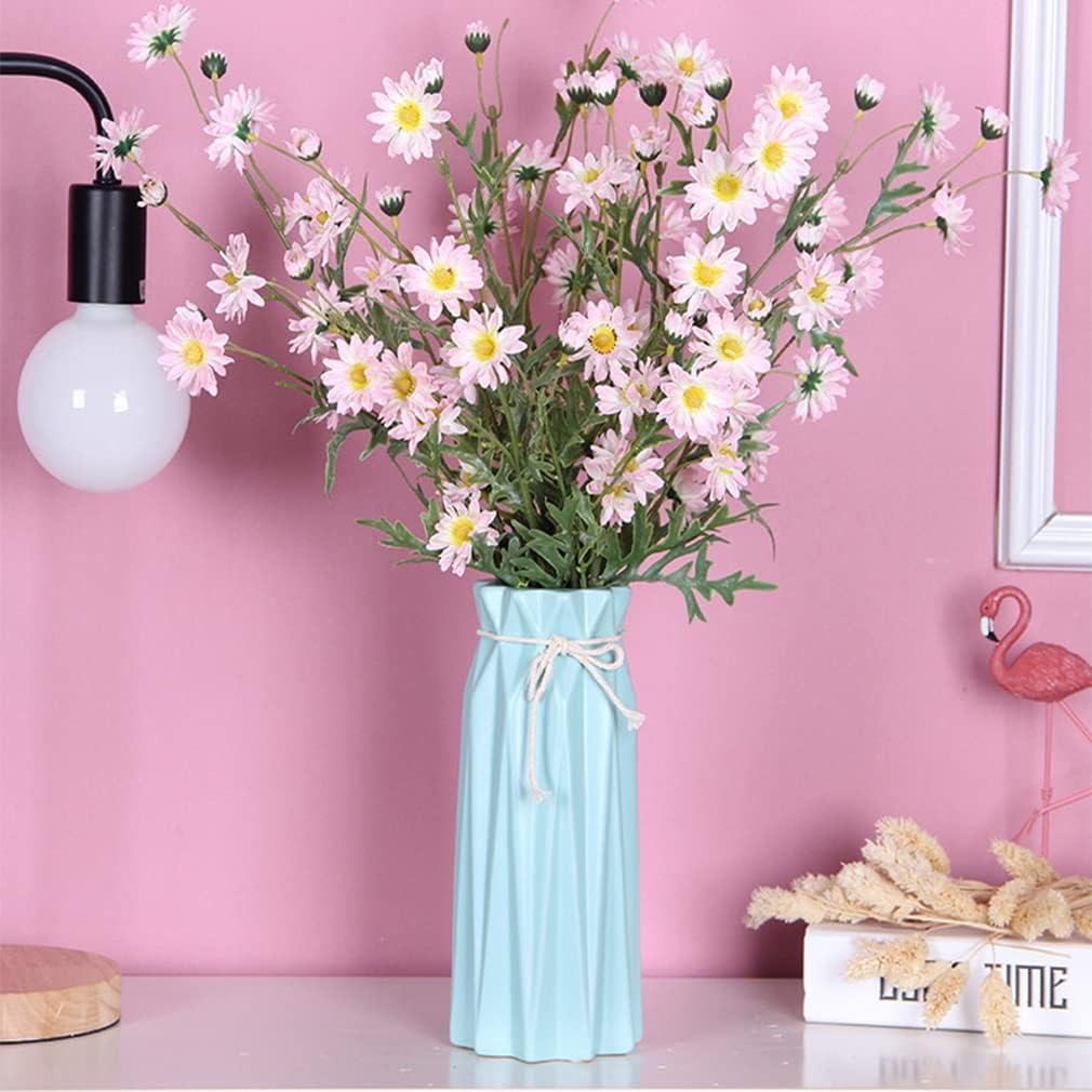Disoza Ceramic Flower Vase Modern Home Decor Vases for Centerpieces Blue Minimalist Farmhouse 9.5" H x 3.9" W Cute Decorative Vases Flowers Tulip Pampas Grass Vase for Table Bathroom Shelf